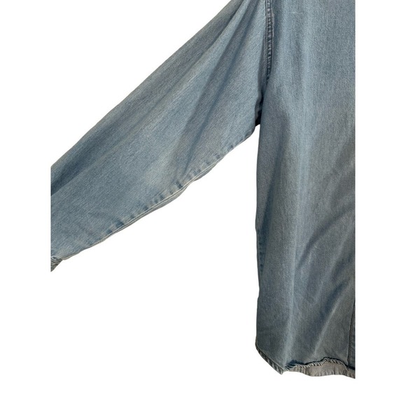 Vintage 90s Denim Workshirt with Embroidered Botanical Design Size Medium - Picture 5 of 6